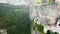 Aerial Panorama View of Madonna della Corona Sanctuary, Italy. The Church Built in the Rock.