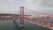 Aerial panorama view over the 25 de Abril Bridge in Lisbon, Portugal