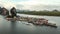 Aerial panorama view over floating fishing village Ko Panyi in souther of Thailand, Asia. Beautiful landscape