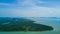 Aerial panorama view over Ko Panyi floating village in souther of Thailand. Ko Panyi is a fishing village in Phang Nga Province,