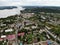 Aerial panorama view Russian Karelia, Lahdenpohja city. near Ladoga lake.