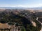 Aerial panorama view of Segovia old town historic city centre with Alcazar and Cathedral in Castile and Leon Spain