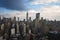 Aerial and panorama view of skyscrapers of New York City, Manhattan.