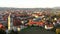 Aerial Panorama view of small medieval european town Slovenska Bistrica, Slovenia with church and castle