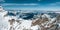 Aerial panorama view of the Sphinx Observatory on Jungfraujoch - Top of Europe