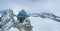 Aerial panorama view of the Sphinx Observatory on Jungfraujoch - Top of Europe