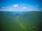 Aerial panorama view to Kamchatka rivers and tundra at Kronotsky Nature Reserve, Kamchatka peninsula, Russia