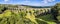 An aerial panorama view towards the Thornton viaduct, Yorkshire, UK
