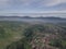 Aerial panorama volcano and mountai of tropical mountain West Java of Indonesia