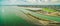 Aerial panorama of Yarra river mouth and Williamstown.