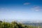 Aerial panoramal of Novi Sad, seen from a hill of Fruska Gora National park during a summer afternoon. Novi Sad is the capital