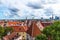 Aerial panoramic cityscape beautiful view of Old Town in Tallinn in summer, Estonia