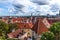 Aerial panoramic cityscape beautiful view of Old Town in Tallinn in summer, Estonia