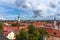 Aerial panoramic cityscape beautiful view of Old Town in Tallinn in summer, Estonia