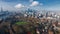 Aerial panoramic cityscape view of London and the River Thames, England