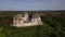 Aerial panoramic close up view of the surviving medieval rectangular fort Zolochiv Castle in Ukraine