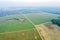 Aerial panoramic countryside landscape in spring day