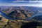 Aerial panoramic drone photograph of the beautiful Douro Valley and the Douro River near the Village of Tua
