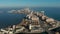 Aerial panoramic drone point of view La Manga del Mar Menor townscape and seaside spit of Mediterranean Sea, Mar Menor in Region