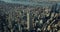 Aerial panoramic footage of cityscape. Majestic Empire State Building towering above surrounding development. Manhattan