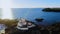 Aerial panoramic footage of Head Harbour Lightstation, New Brunswick, Canada