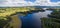 Aerial panoramic landscape of Australian countryside.