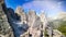 Aerial panoramic mountain landscpae from Five Towers Peaks. Cinque Torri, Dolomite Mountains