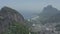 Aerial, panoramic shot of Rocinha favela near Sao Conrado in Rio de Janeiro Brazil