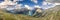 Aerial panoramic shot of Schlegeisspeicher glacier reservoir in zillertal alps in Austria