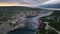 Aerial panoramic video with Maslenica bridge in Croatia