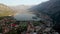 Aerial panoramic video of the picturesque bay of Kotor