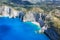 Aerial panoramic view of Assos village coast. Kefalonia island, Greece. Travel summer vocation concept