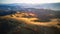 Aerial panoramic view of autumn mountains. Colorful fall