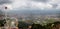 Aerial panoramic view on Barcelona town from Tibidabo mount, Spain