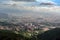 Aerial panoramic view on Barcelona town from Tibidabo mount, Spain