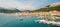 Aerial panoramic view of Baska town, popular touristic destination on island Krk, Croatia, Europe