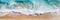 Aerial panoramic view of beautiful sand beach with tide and colors. Abstract background.