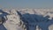 Aerial Panoramic View of Canadian Mountain covered in snow