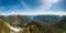 Aerial Panoramic View of Canadian Mountain Landscape during a vibrant sunny day