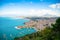 Aerial panoramic view of Castellammare del Golfo town, Trapani, Sicily, Italy