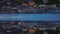 Aerial panoramic view of city and its islands at dusk. Helsinki, Finland. Abstract computer effect digital composed