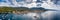 Aerial panoramic view of city Komiza - the one of numerous port towns in Croatia, is a lot of moored sailboats of a