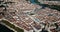 Aerial panoramic view of city Lyon on sunny day, France