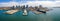 Aerial panoramic view of the city skyline of the port of San Diego, California