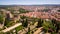 Aerial panoramic view of the city of Tomar fron Monastrty convento de cristo