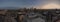 Aerial panoramic view of downtown Indianapolis during sunset