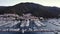 Aerial panoramic view of Fethiye sea bay with many yachts and boats in resort coast