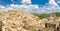 Aerial panoramic view of historical centre Sasso Caveoso of old ancient town Sassi di Matera