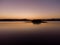 Aerial panoramic view of Island on a Batak Reservoir in sunrise, Rhodopa Mountains Bulgaria