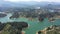 Aerial Panoramic view landscape of the lake of Guatape from Rock of Guatape, Piedra Del Penol, in Medellin area